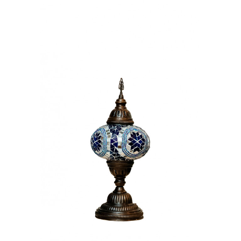Table lamp, blue/white mosaic, diameter 15 cm